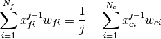 \sum_{i=1}^{N_f}x_{fi}^{j-1}w_{fi}=\frac{1}{j}-\sum_{i=1}^{N_c}x_{ci}^{j-1}w_{ci}